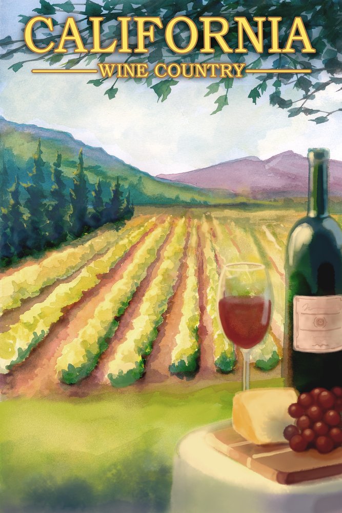 Lantern Press 16x24 Inch Giclee Print - California Wine Country Landscape Wall Art - Perfect for Home Decor, Office & Living Room Wall Decor