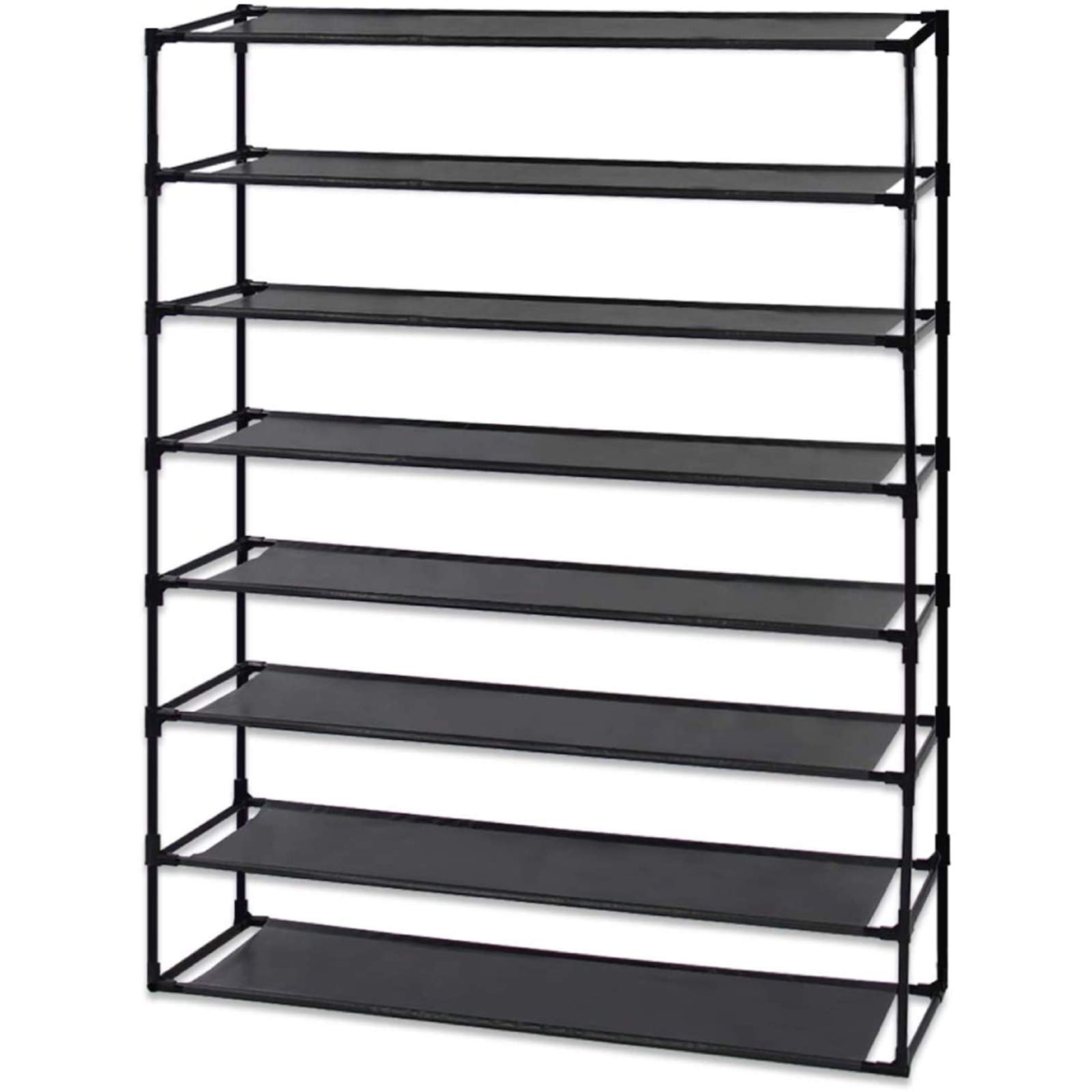 8-Tier Stackable Shoe Rack Organizer - Detachable Waterproof Fabric Shoe Storage Shelf with Simple Assembly | Space-Saving Shoe Cabinet Tower for Closet, Bedroom & Entryway (Black)