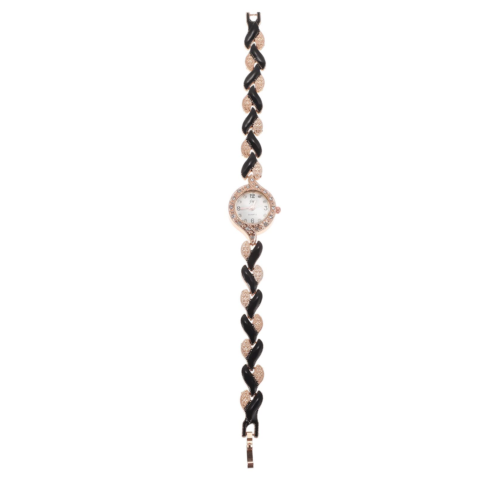 **Hemobllo Women's Diamond Watch - Rose Gold Square Quartz Watch with Leather Band, Adjustable Vintage Wristwatch for Business & Casual Wear (Black) | Perfect for Office, Parties & Everyday Style**