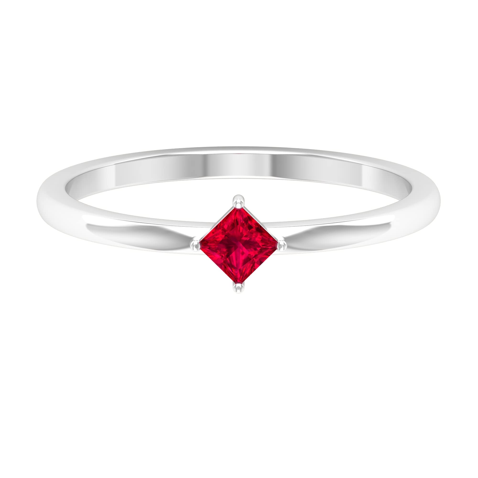 0.25 CT Princess Cut Certified Ruby Promise Ring - 14K Solid Gold July Birthstone Jewelry for Anniversaries, Engagements & Special Occasions
