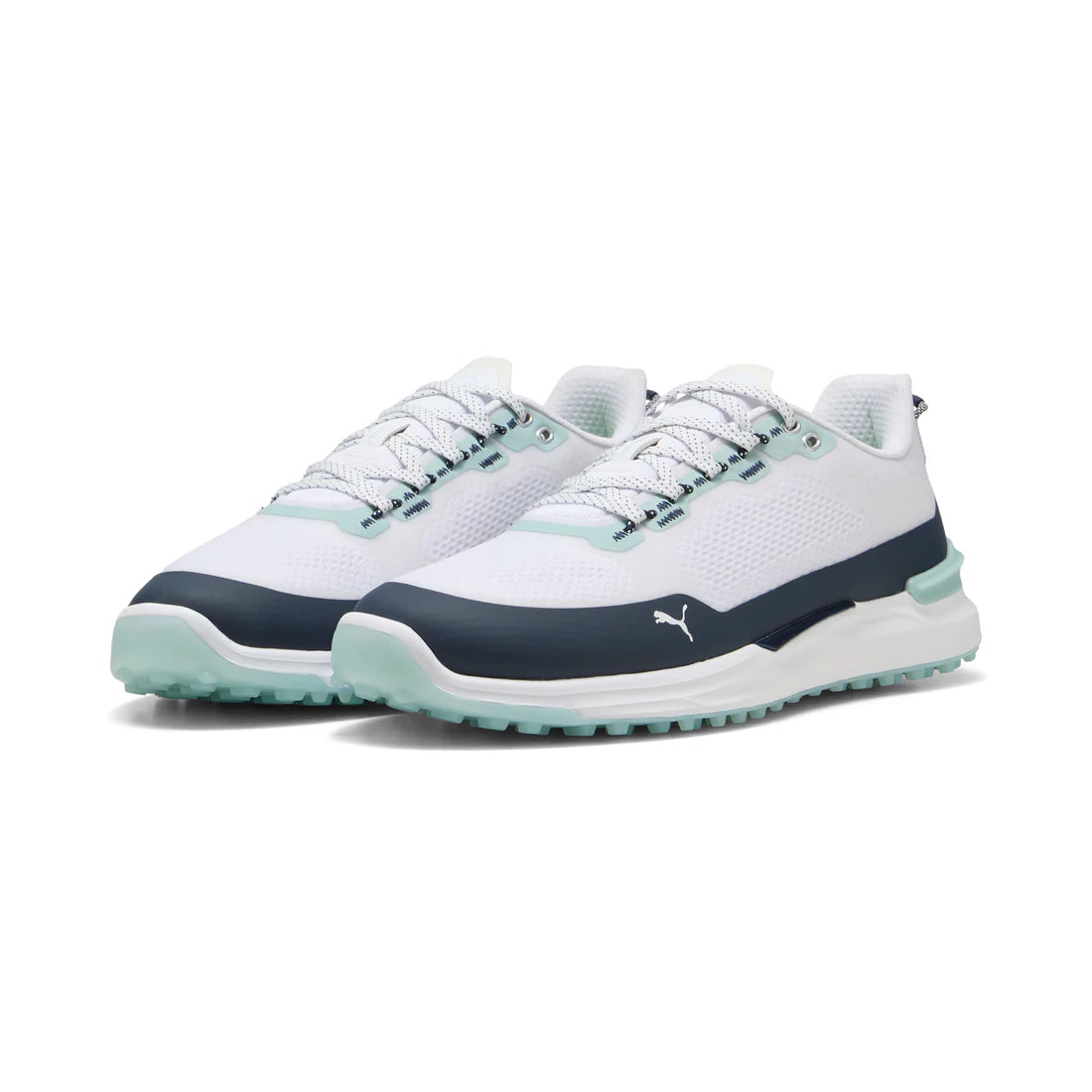 Puma Ignite Elevate X Spikeless Golf Shoes for Men - White/Navy - Comfortable & Lightweight Spikeless Golf Footwear for Driving Range & Course Play