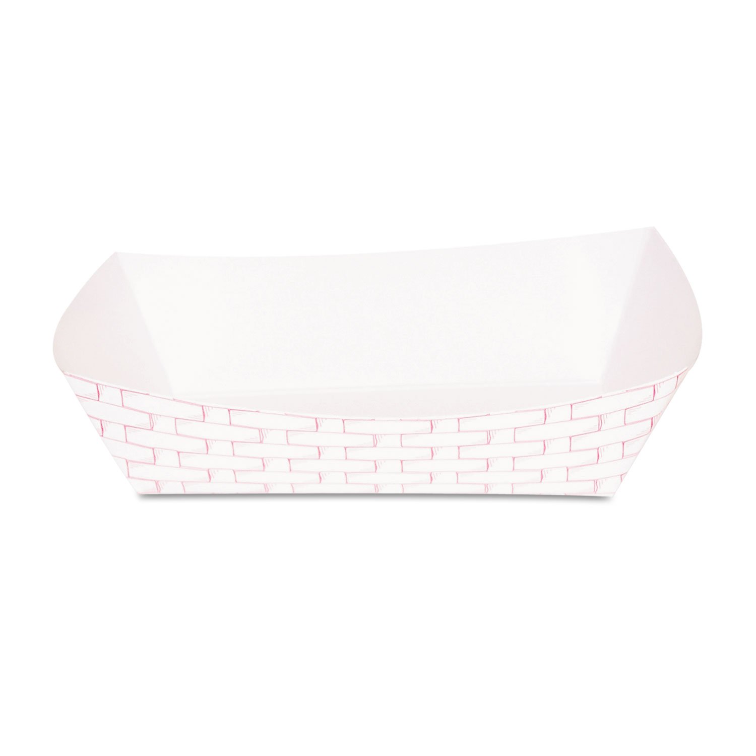Boardwalk 30LAG500 5lb Capacity Red & White Paper Food Baskets - 500/Carton (BWK30LAG500) for Takeout, Picnics, and Fast Food Service