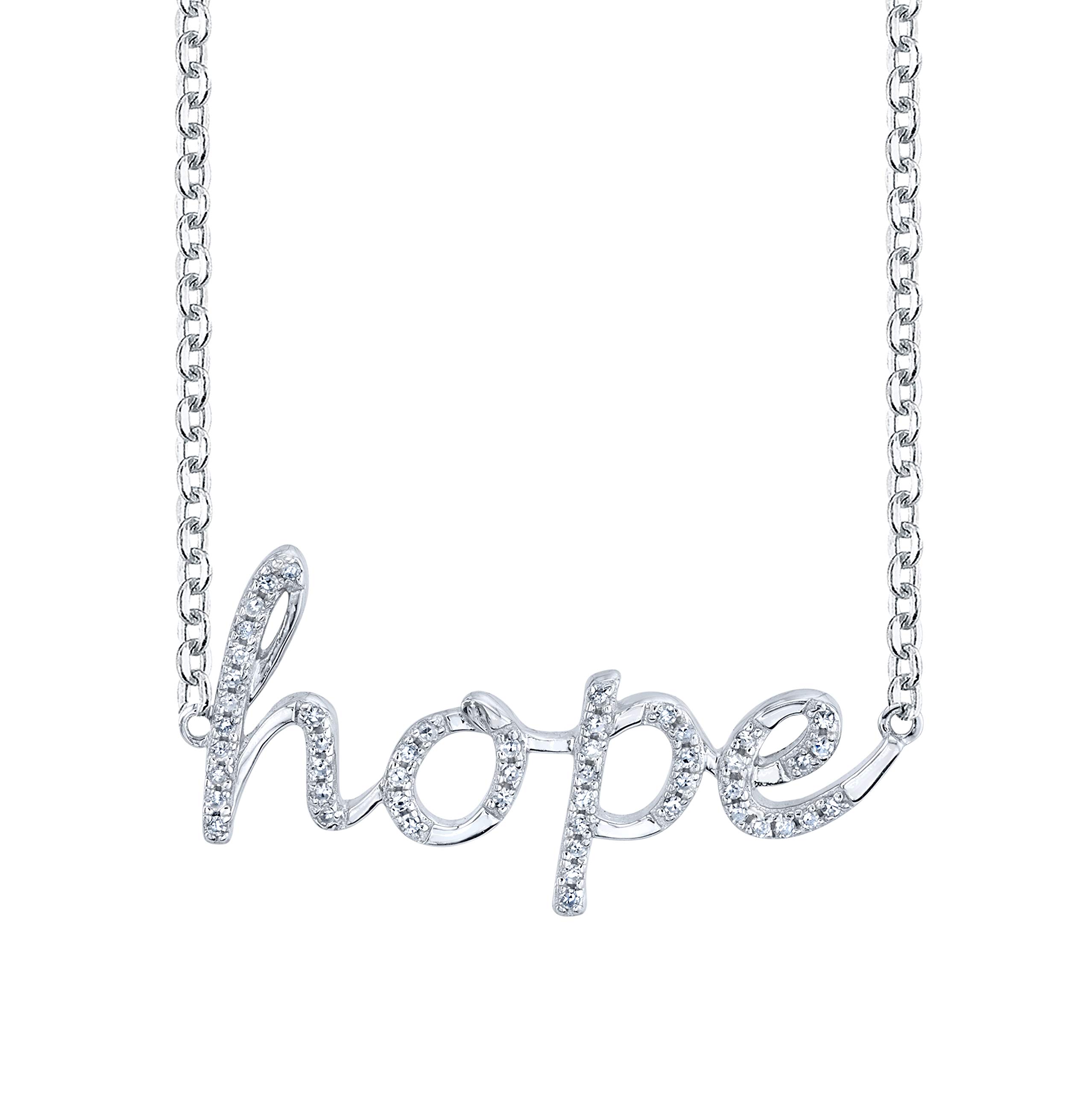 SERAFINA Diamond Name Charm Pendant Necklace - 925 Sterling Silver Personalized Name Necklace with Natural Diamonds - 16