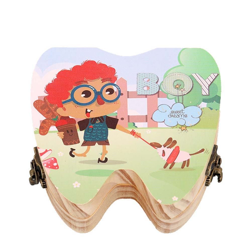 CHDHALTD Wooden Baby Teeth Keepsake Box for First Lost Teeth - Natural Wood Milk Teeth Organizer & Storage Case - Perfect Baby Shower Gift for Boys - Great for Preserving Childhood Memories