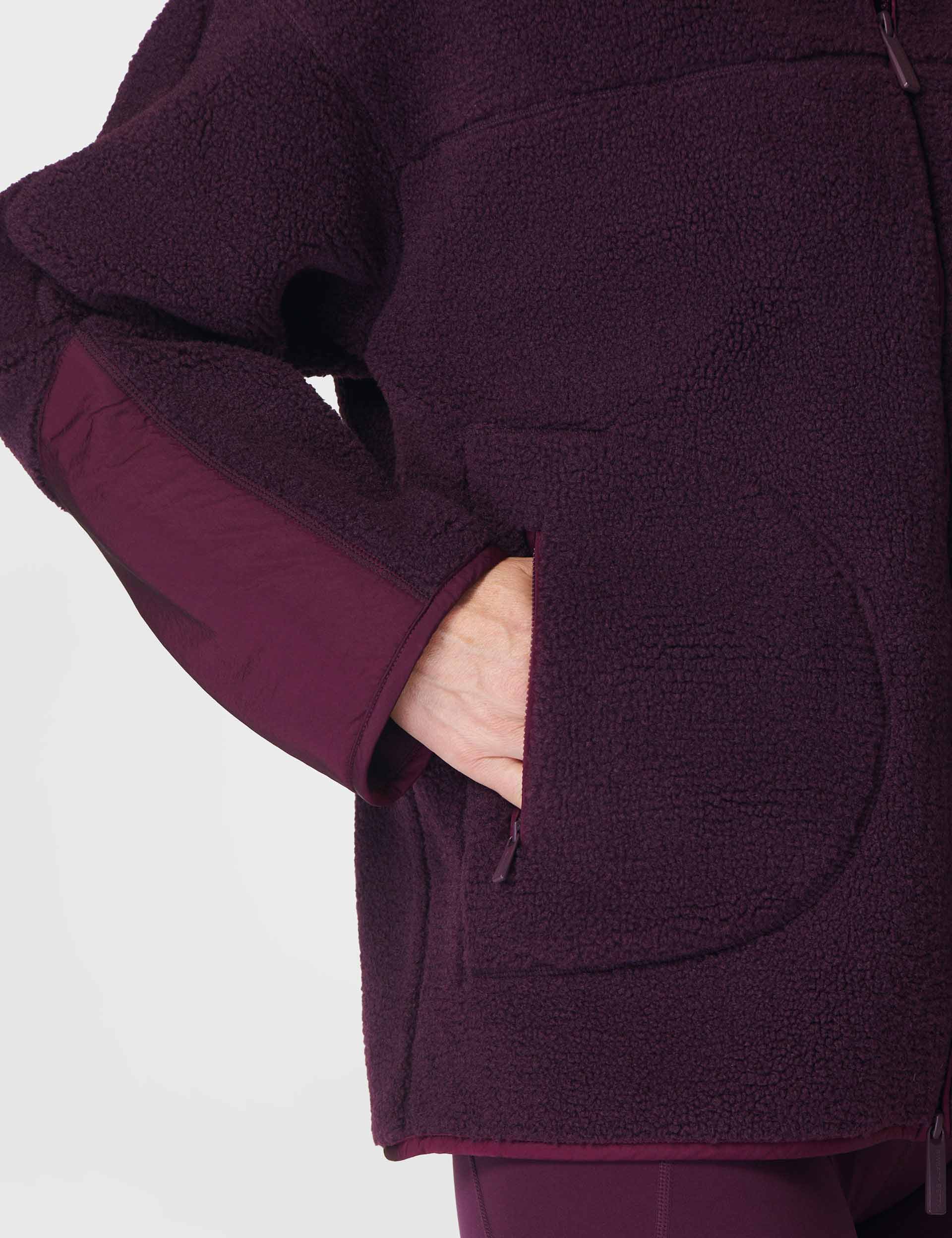Soft Plush Textured Zip Up Hoodie - Midnight Cherry Purple for Women | Cozy Winter Loungewear & Casual Outfit
