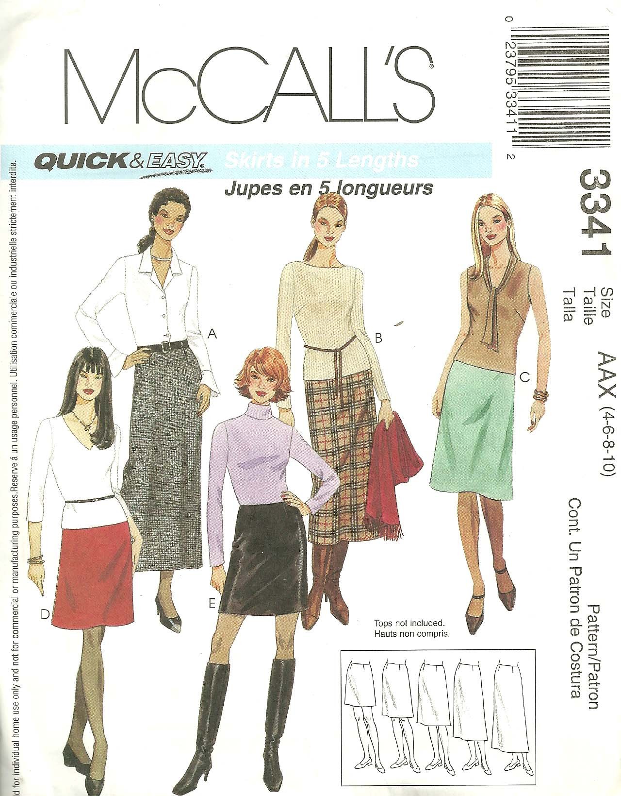 McCall's Patterns M3341 Women's A-Line Skirts - 5 Length Options, Size AAX (4-6-8-10) - Perfect for Office Wear, Casual Outfits & Special Occasions