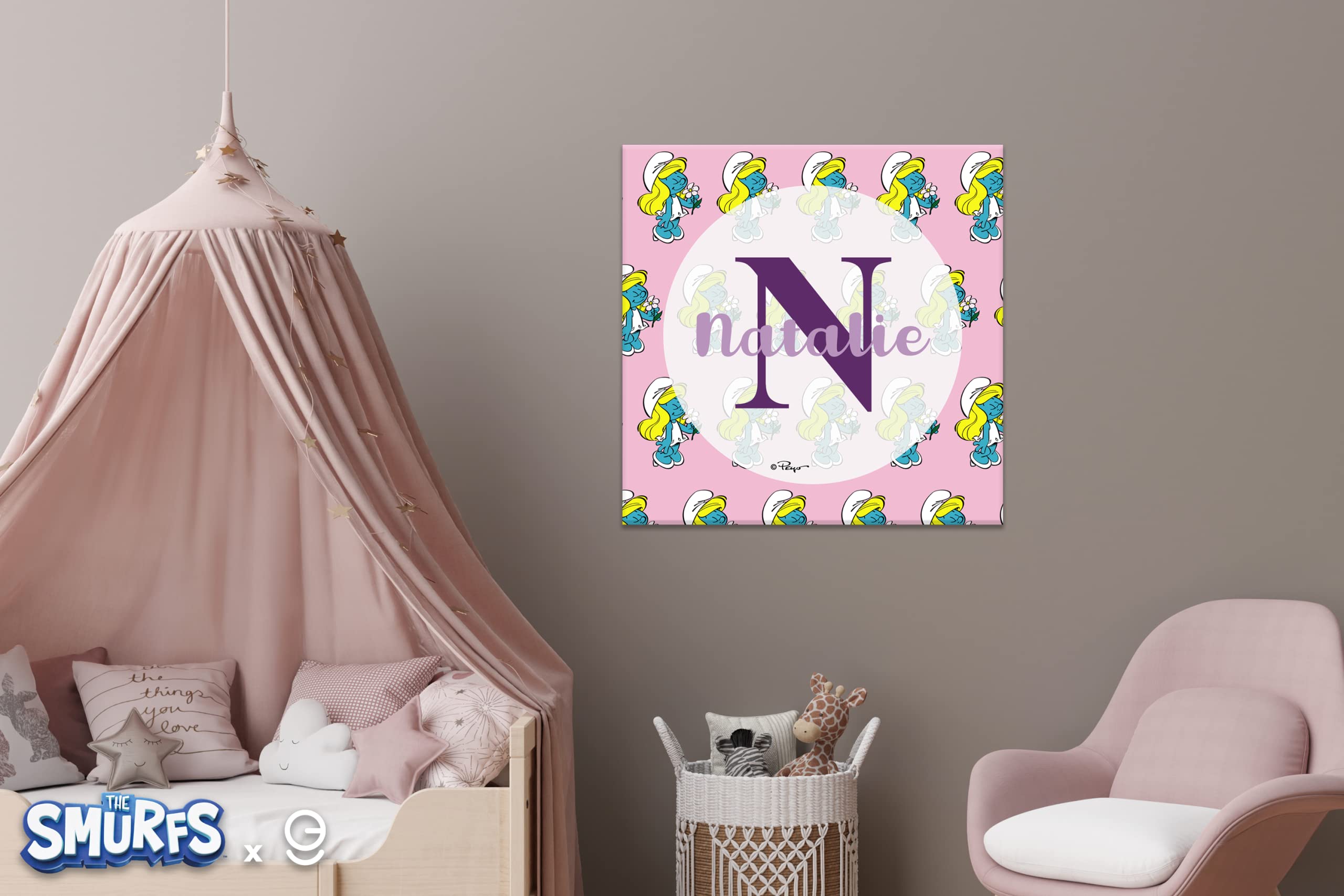Personalized Smurfette Name & Initial The Smurfs PVC Wall Decor - Custom Nursery, Playroom & Party Sign - Multiple Size Options for Kids Room Decor & Birthday Party Supplies - Perfect for Baby Showers, Themed Parties & Children's Bedrooms