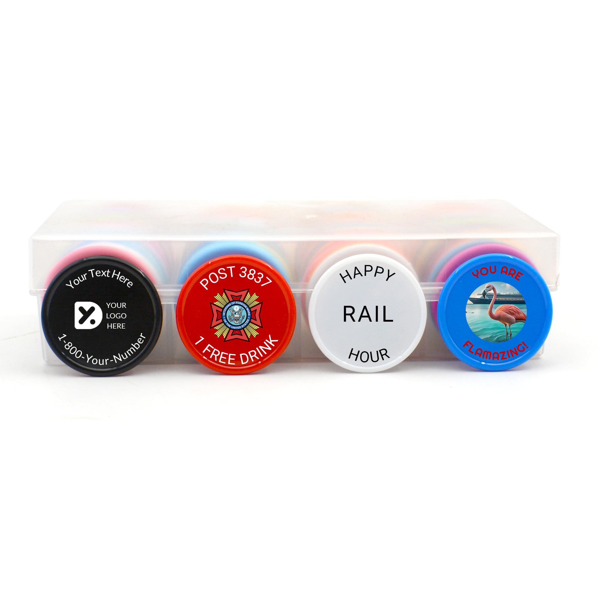 500 Custom Poker Chips with Personalized Logo/Text - Ideal for Golf Ball Markers, Challenge Coins, Business Cards & Drink Tokens - Perfect for Casino Nights, Corporate Events & Fundraisers