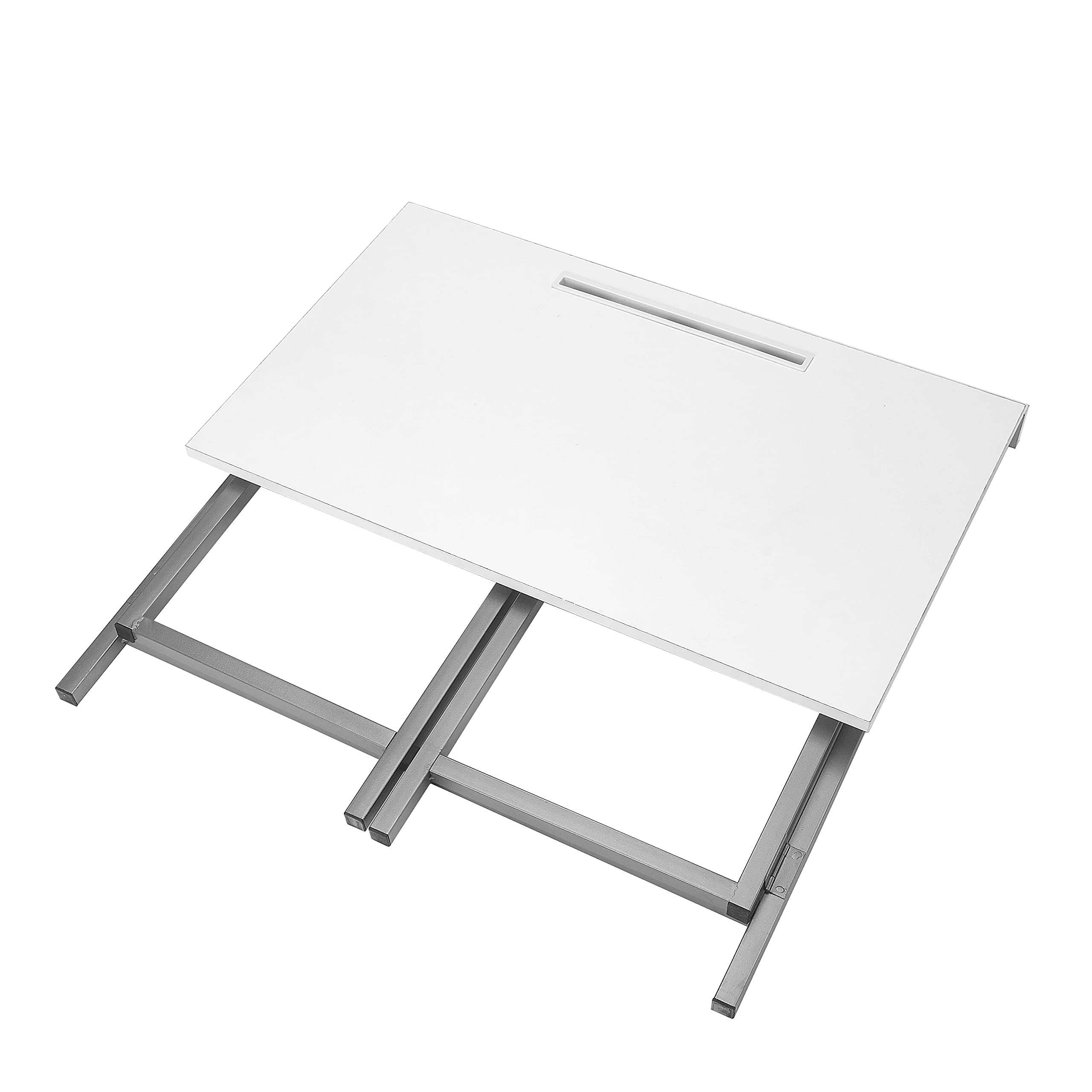 No-Tools Assembly Folding Desk with Tablet Slot - Compact Urban Workspace Solution for Small Apartments, Dorm Rooms & Home Offices - White Modern Study Desk