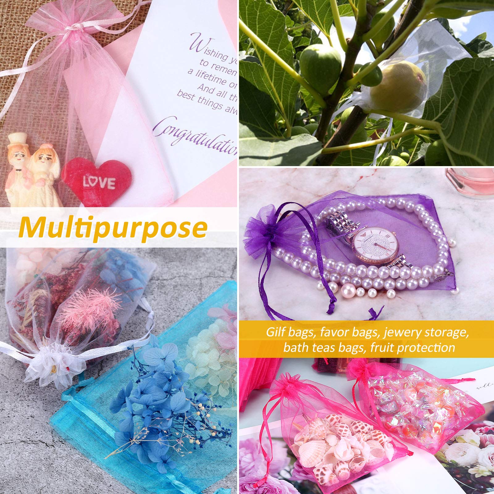 100PCS 4x6 Inch White Organza Gift Bags - Premium Sheer Drawstring Pouch for Jewelry, Wedding Favors, Party Favors & Candy Packaging - Perfect for Bridal Showers, Baby Showers & Birthday Celebrations