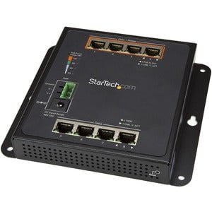 8 Port (4 PoE+) Gigabit Industrial Managed Ethernet Switch - Wall Mountable with Front Access - Rugged IP30 Metal Housing - Ideal for Factory Automation, Surveillance Systems & Harsh Environments