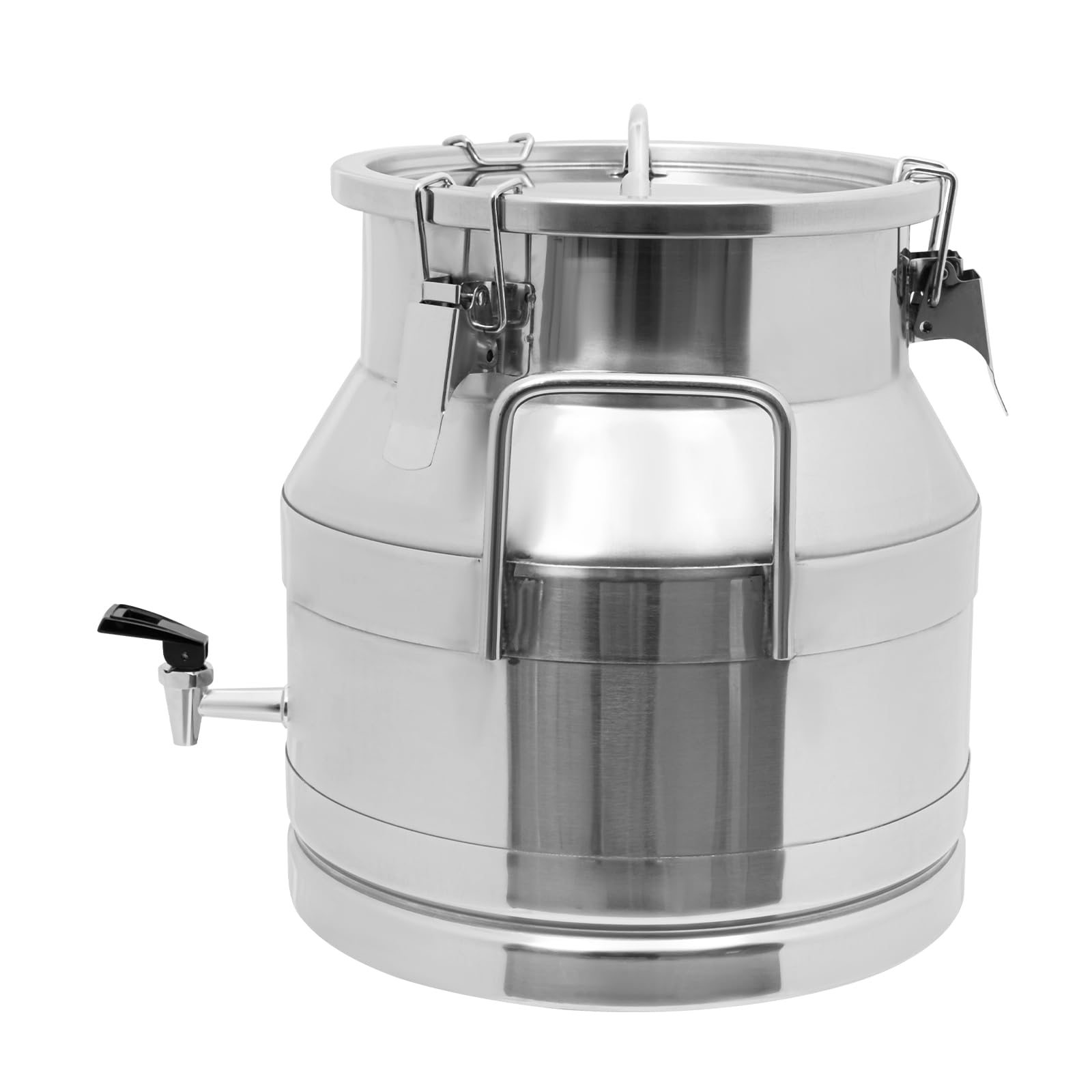 20L (5.28 Gallon) Heavy Duty Stainless Steel Milk Can with Sealed Lid & Faucet - Multi-Purpose Wine Pail, Milk Bucket, Tote Jug for Home Brewing, Dairy Storage, and Outdoor Use