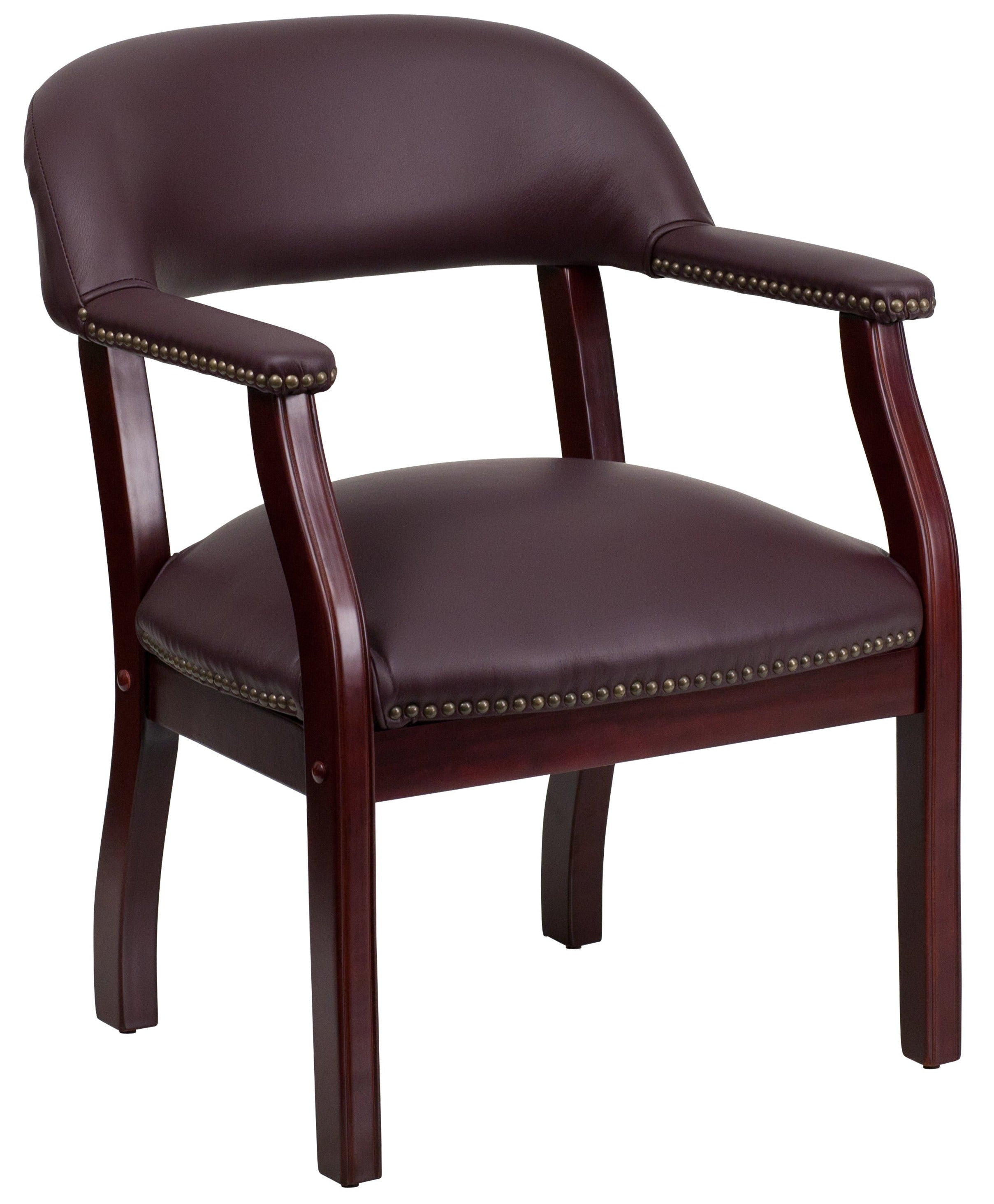 Premium FLASH Diamond Black LeatherSoft Conference Chair with Accent Nail Trim - Ergonomic Office Chair for Executive Meetings & Home Office Workspace