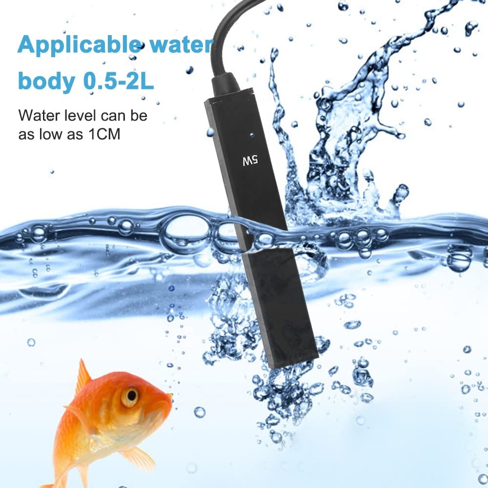 USB 5W Mini Aquarium Heater - Submersible Fish Tank Warmer for 0.5-2L Tanks | Safe for Betta & Small Fish