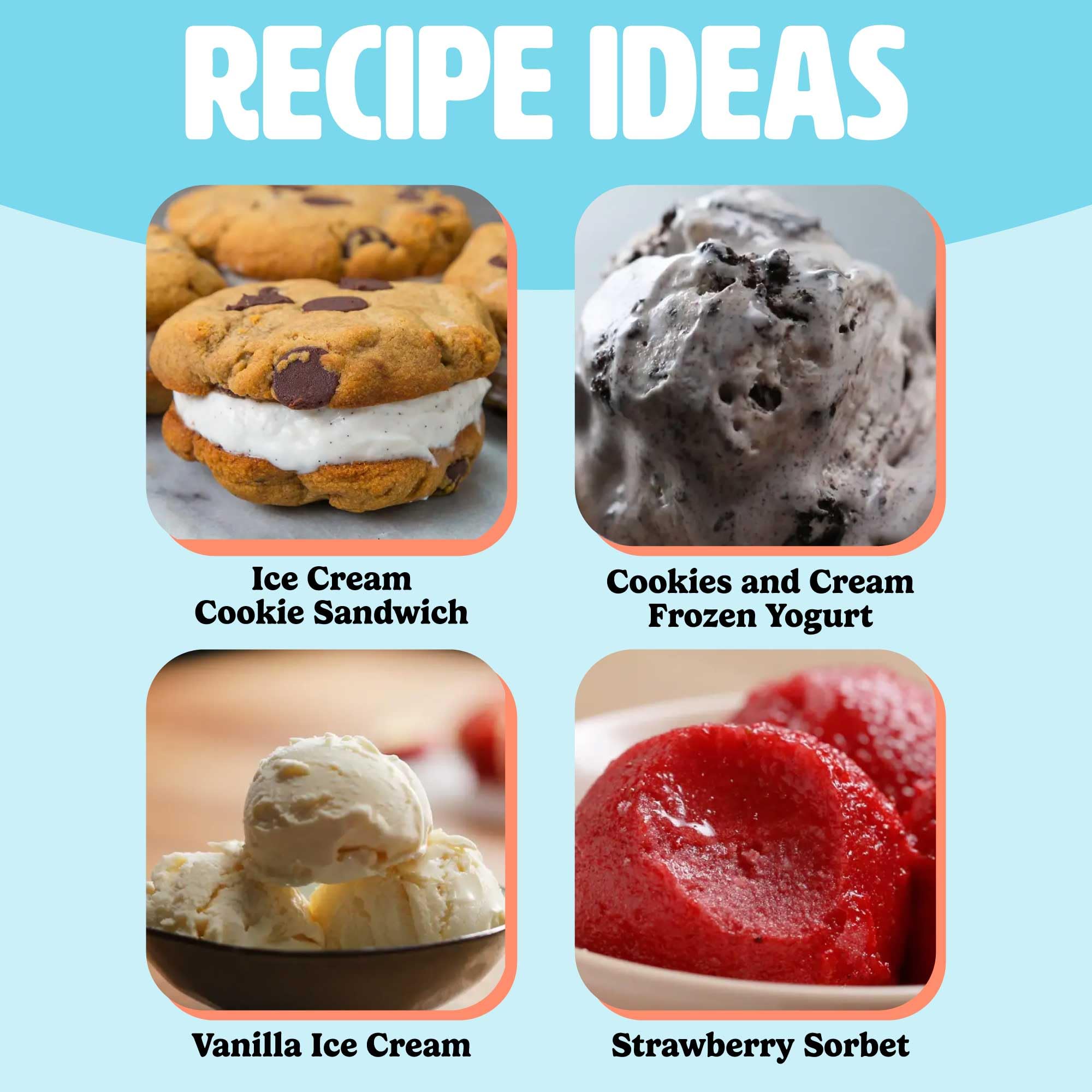 Mini Ice Cream Maker for Homemade Ice Cream, Sorbet, Frozen Yogurt & Gelato - Quick Single-Serve Dessert Machine in Aqua (Perfect for Parties, Gifts & Family Treats)