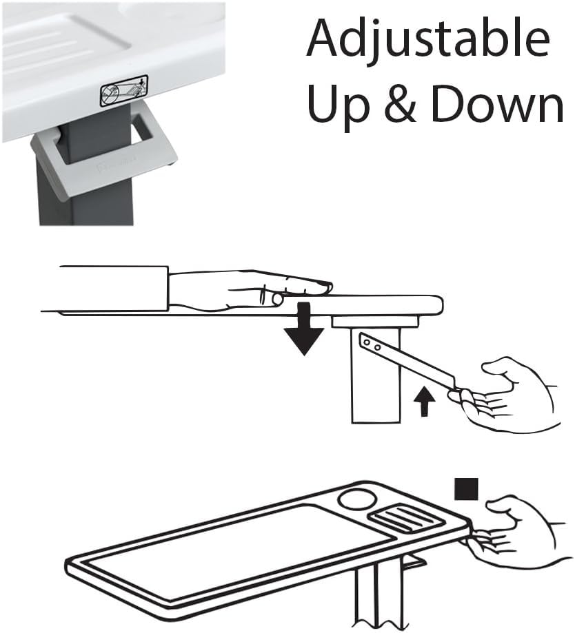 Adjustable Overbed Table with Wheels - Portable Hospital Bedside Table for Home & Medical Use - Rolling Over The Bed Desk for Eating, Working, Reading in Bed or Recovery