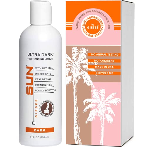 Sun Laboratories Ultra Dark Self-Tanning Lotion for Body & Face | Sunless Tan Golden Glow | 8 fl oz | Dark Tanning Formula | Perfect for Beach, Vacation & Natural-Looking Tan