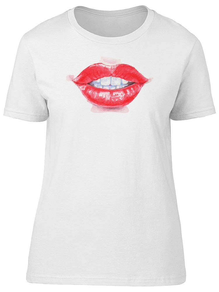 Red Lips and Teeth Watercolor T-Shirt for Men - Trendy Graphic Tee for Casual Wear, Street Style & Everyday Outfits