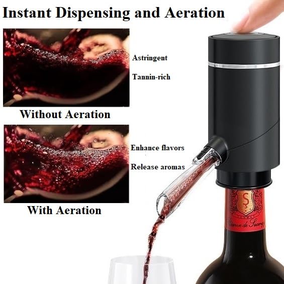 Premium Electric Wine Aerator & Decanter - Fast Wine Pourer & Dispenser for Wine Lovers | Perfect Wine Accessories & Corporate Gifts | Ideal for Dinner Parties, Wine Tasting & Home Bars