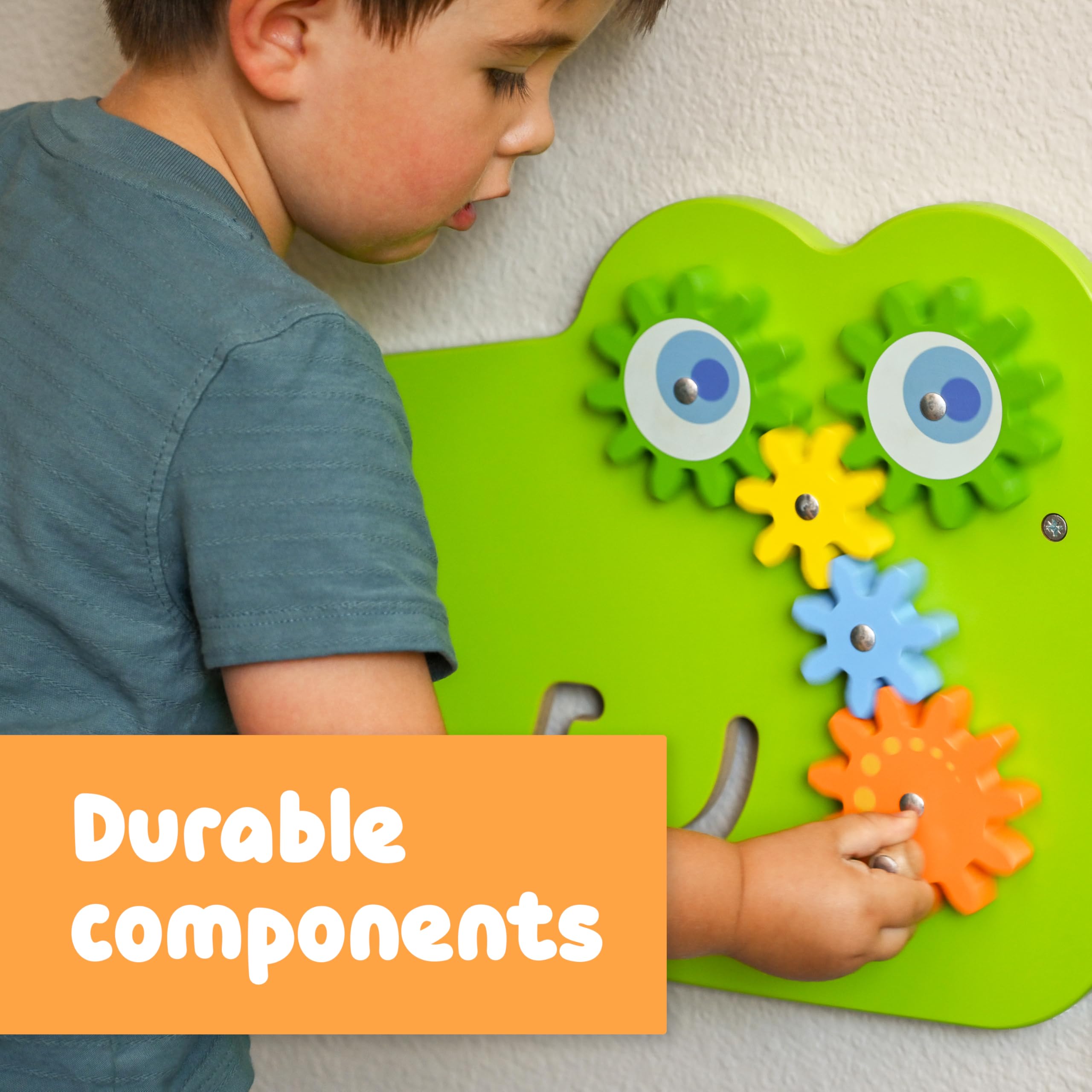 SPARK & WOW Crocodile Activity Wall Panel - Montessori Sensory Toy for Toddlers 18 Months+ with 9 Educational Activities | Light Green Busy Board for Kids | Perfect for Daycare, Preschool & Home Playrooms