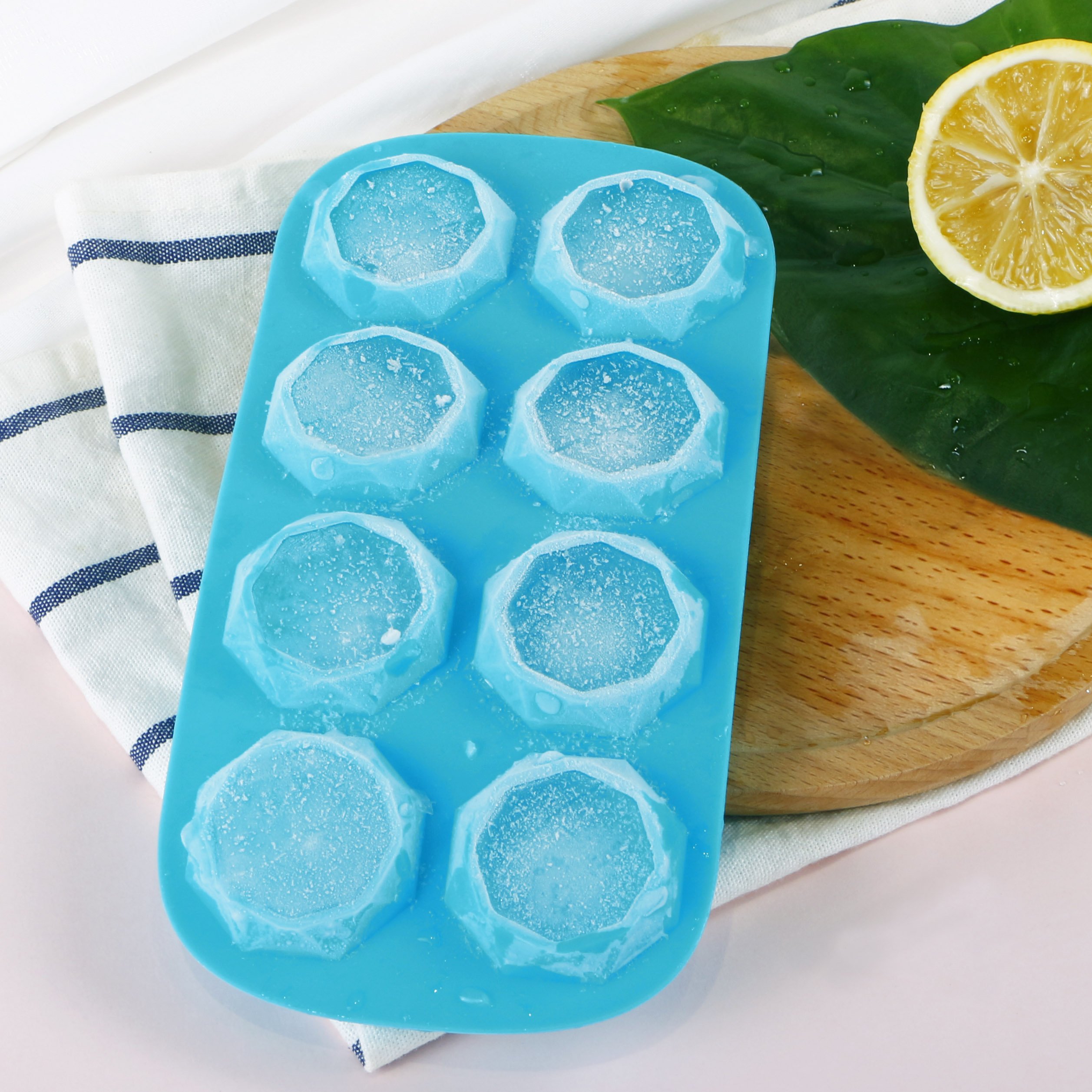 Webake 2 Pack Silicone Ice Cube Trays - Diamond Shape 8 Cavity Reusable Ice Molds for Cocktails, Wax, Resin, Chocolate & Candy Making - Perfect for Home Bars, DIY Crafts & Party Drinks