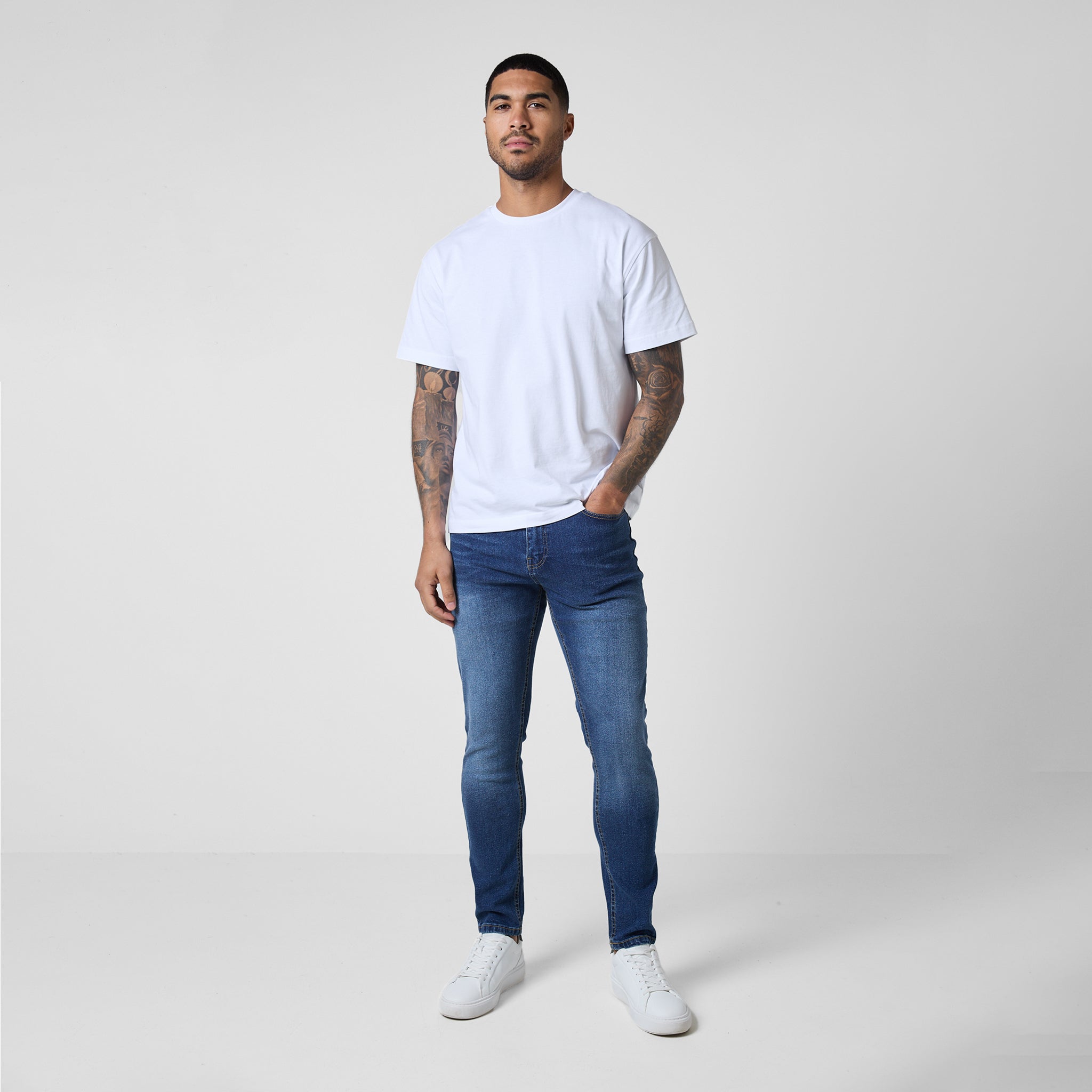 2 Pack Slim Fit Denim Jeans for Men | Mid Blue & Light Blue Washed Denim Pants | Comfortable Stretch Jeans for Casual Wear & Everyday Outfits