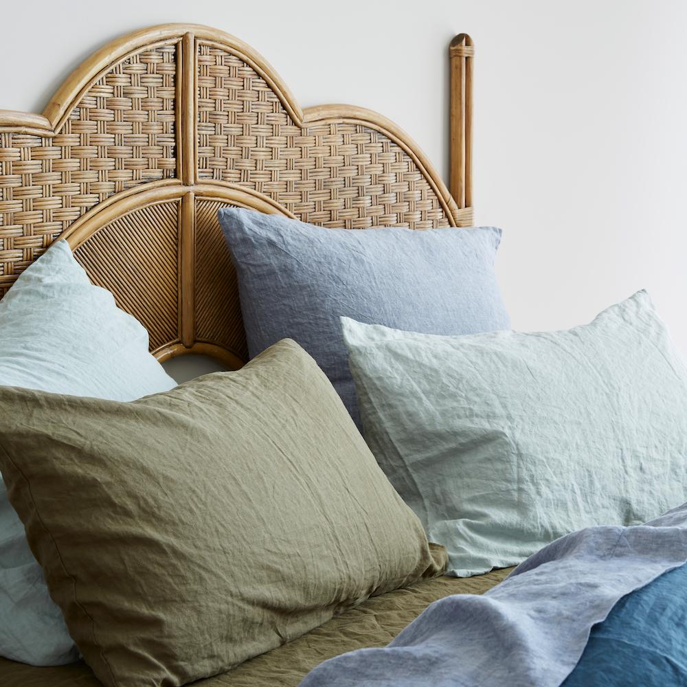 Premium Linen Euro Pillowcase Set - Soft Chambray Blue Bedding - Perfect for Guest Rooms, Master Bedrooms & Luxury Home Decor