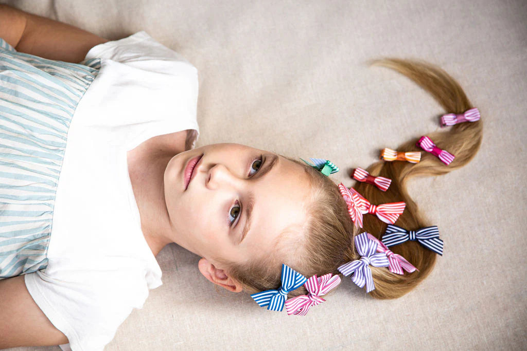 Pink Striped Pinwheel Bow - Cute Hair Accessory for Girls, Kids & Toddlers - Perfect for Parties, Holidays & Everyday Wear