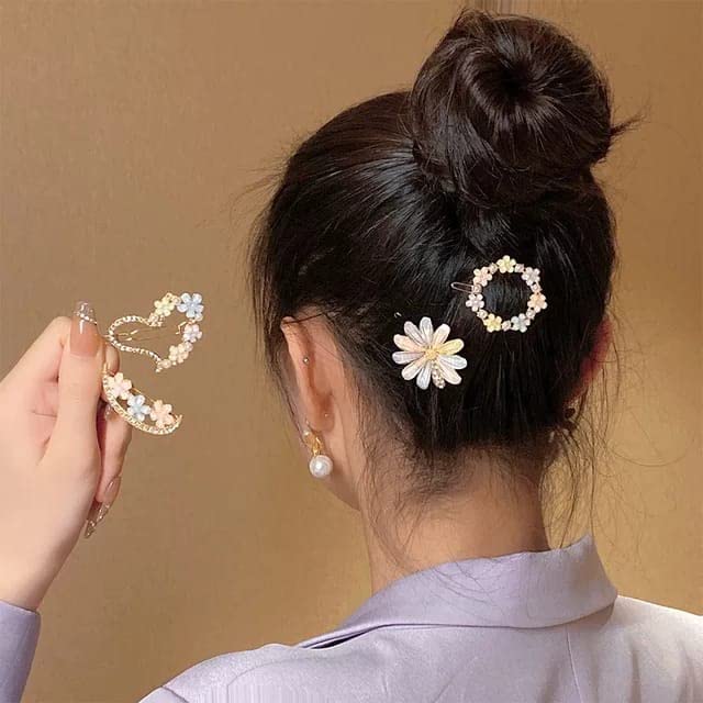 LIVECOOL Floral Crystal Hair Clips for Women - Elegant Hairpins, Barrettes & Bobby Pins Set of 4 | Shiny Rhinestone Hair Accessories for Girls & Ladies | Perfect for Weddings, Parties & Daily Styling