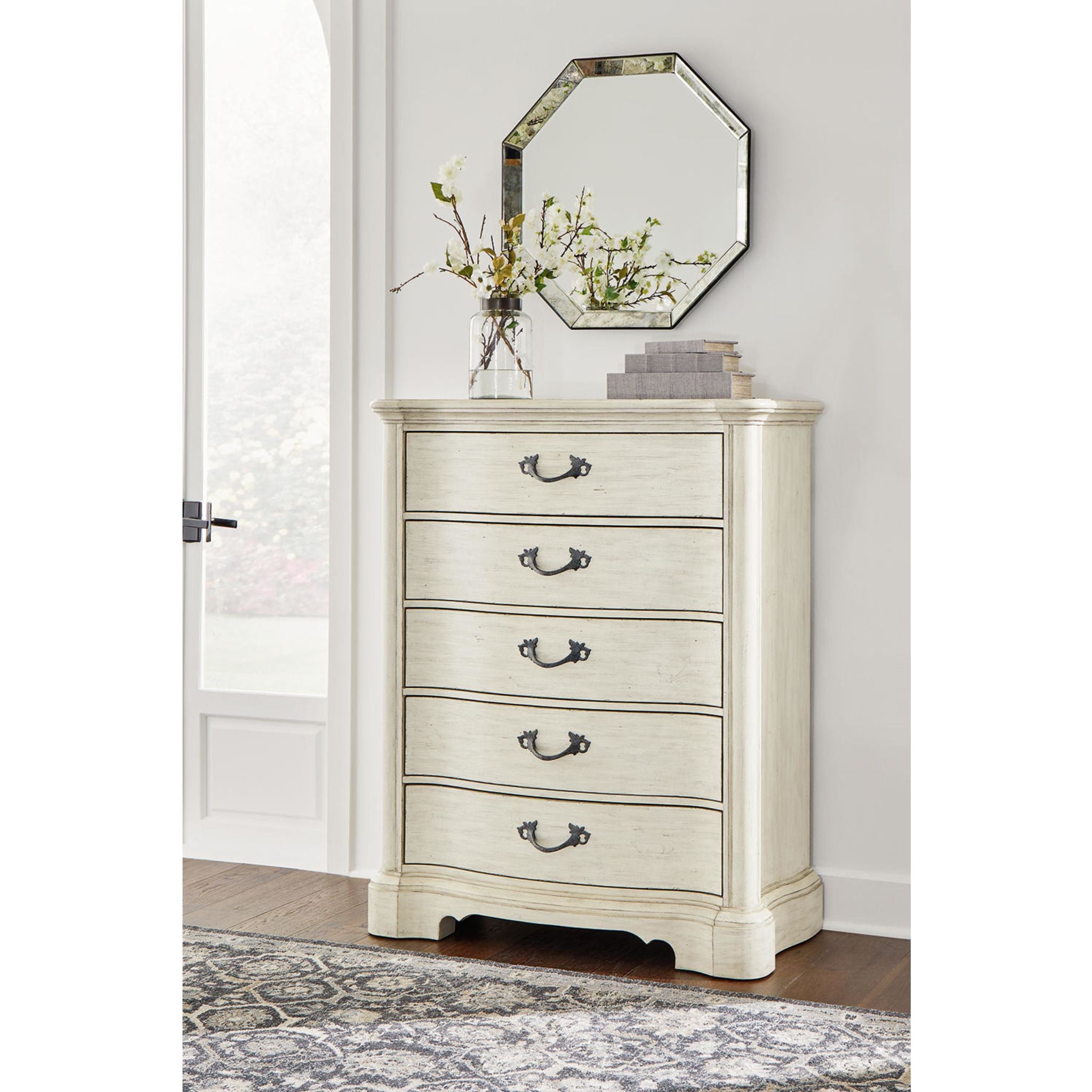 Arlendyne Antique White Chest - Vintage Style Storage Cabinet for Bedroom, Living Room & Office Organization