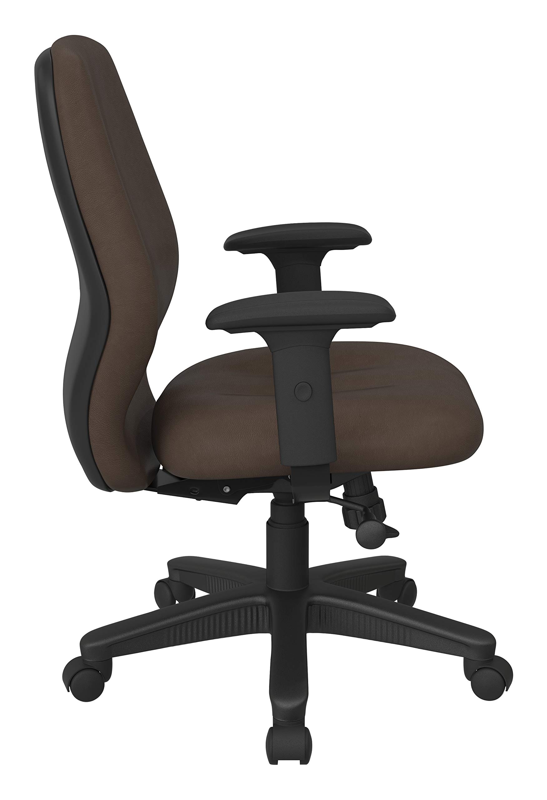 Office Star Ergonomic Mid Back Office Chair with 2-to-1 Synchro Tilt & Adjustable Padded Arms - Dillon Java Fabric - Perfect for Home Office & Workspace Comfort