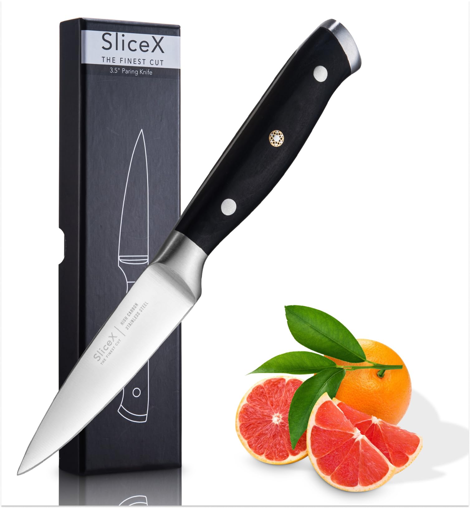 Slicex Premium 3.5 Inch Paring Knife - Ultra Sharp Fruit & Vegetable Knife for Precise Peeling, Slicing & Cutting - Ergonomic Kitchen Knife with Comfort Grip - Perfect for Apples, Potatoes & Meal Prep - Essential Tool for Home Chefs & Professional Kitchens