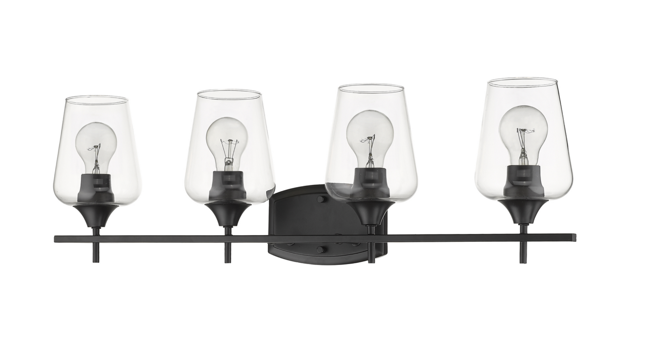 Julia Matte Black Vanity Light - Modern Bathroom Wall Sconce with Clear Glass Shades for Makeup Mirror Lighting, Bedroom Dressing Area, Hallway Decor