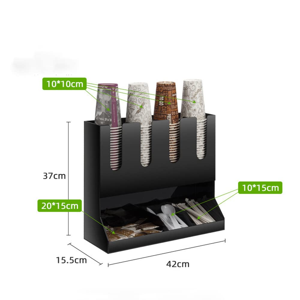 **Stainless Steel Cup Dispenser & Condiment Organizer - Holds Coffee Cups, Beverage Bags, Pods, Packets & Condiments - Perfect for Office Breakroom, Kitchen & Coffee Station Organization**