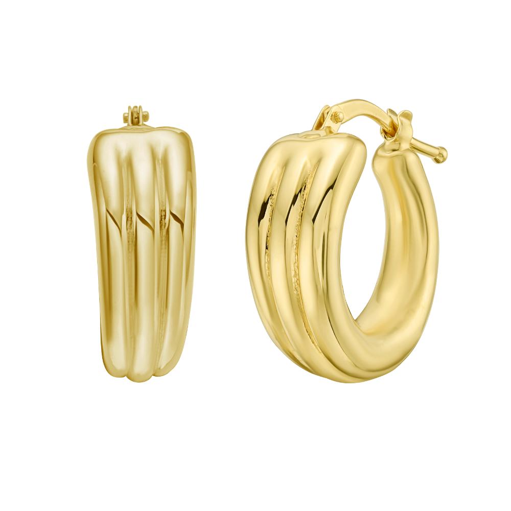 14K Gold 3 Row Graduated Hoop Earrings for Women - Elegant Layered Dangle Earrings for Everyday Wear, Parties & Special Occasions