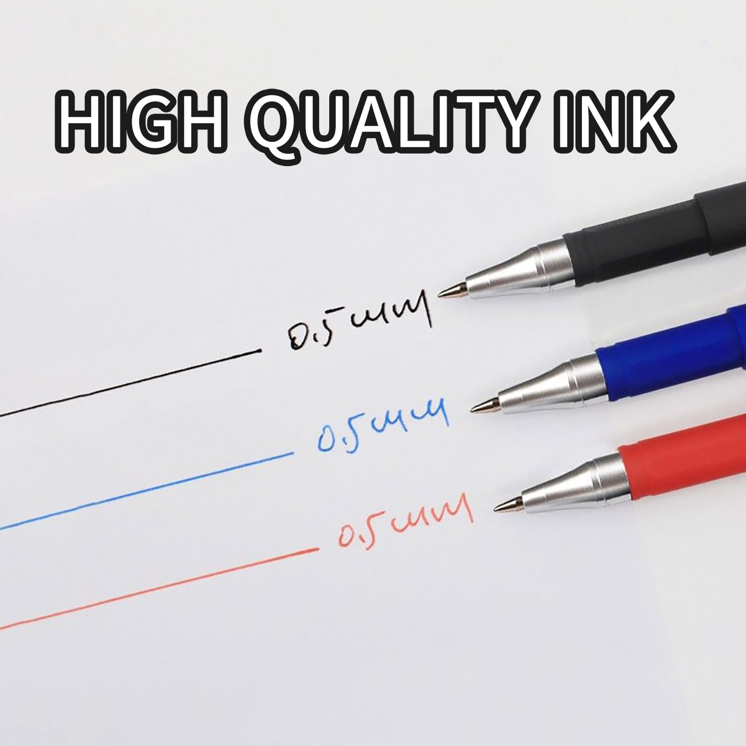 JANEMO 12-Pack Black Ballpoint & Gel Pens Set - 0.5mm Fine Point Office Supplies, Frosted Carbon Neutral Design for Business, School & Home Use (Red) - Perfect for Note Taking, Journaling & Office Work