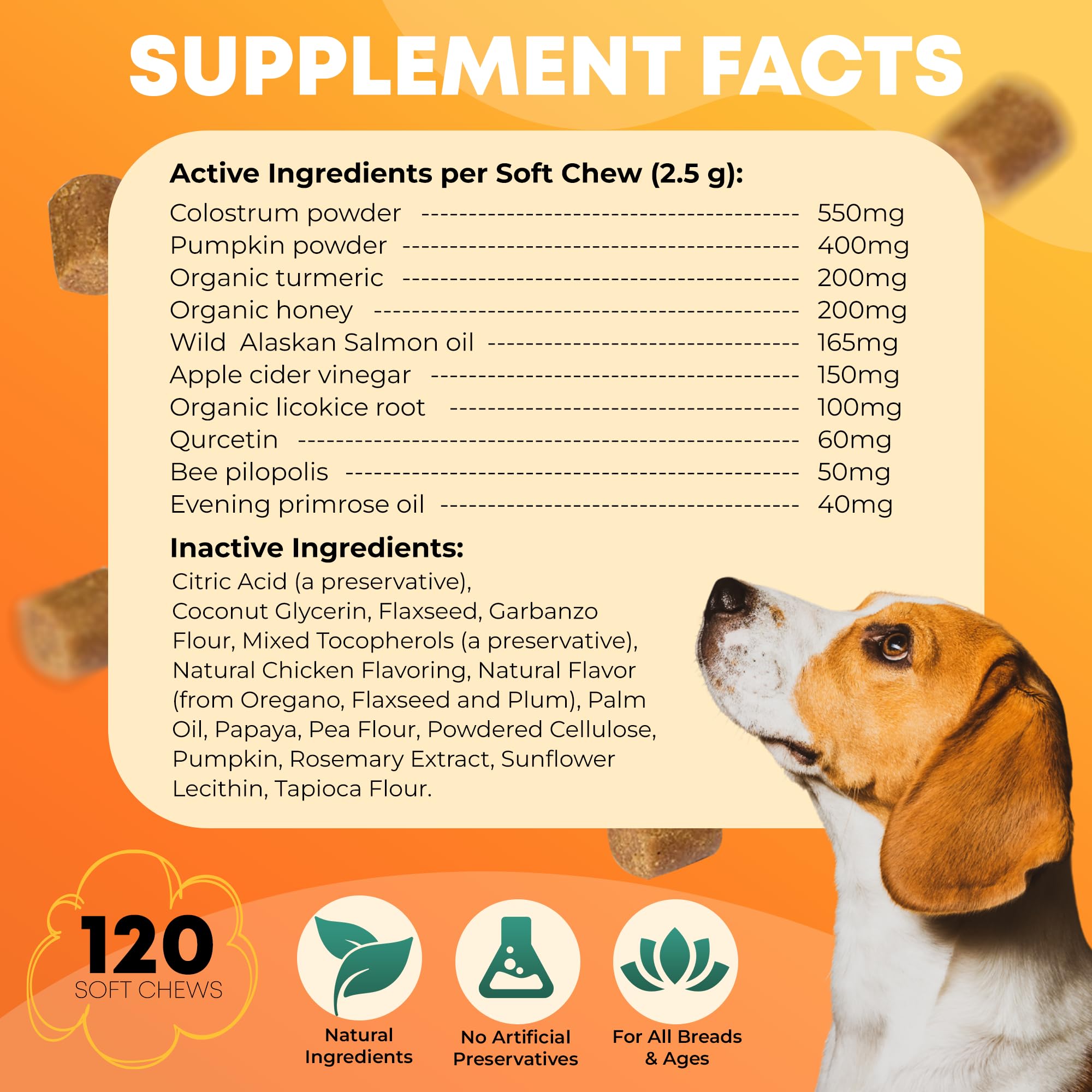 Dog Allergy Relief Chews - 120 Count | Itch & Skin Support for Seasonal Allergies | 10-in-1 Probiotic Supplement for Dogs with Chicken Flavor | Promotes Healthy Coat & Skin | Perfect for Itchy Dogs with Allergies or Sensitive Skin