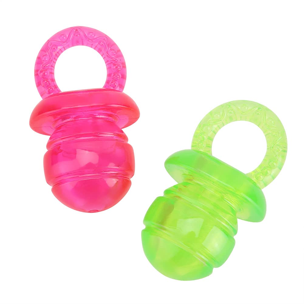 Jiawu Dog Pacifier Chew Toys - 2 Pack Puppy Teething Toys with Built-in Squeaker for Small & Medium Dogs - Red & Green for Teeth Cleaning, Anxiety Relief & Playtime Fun