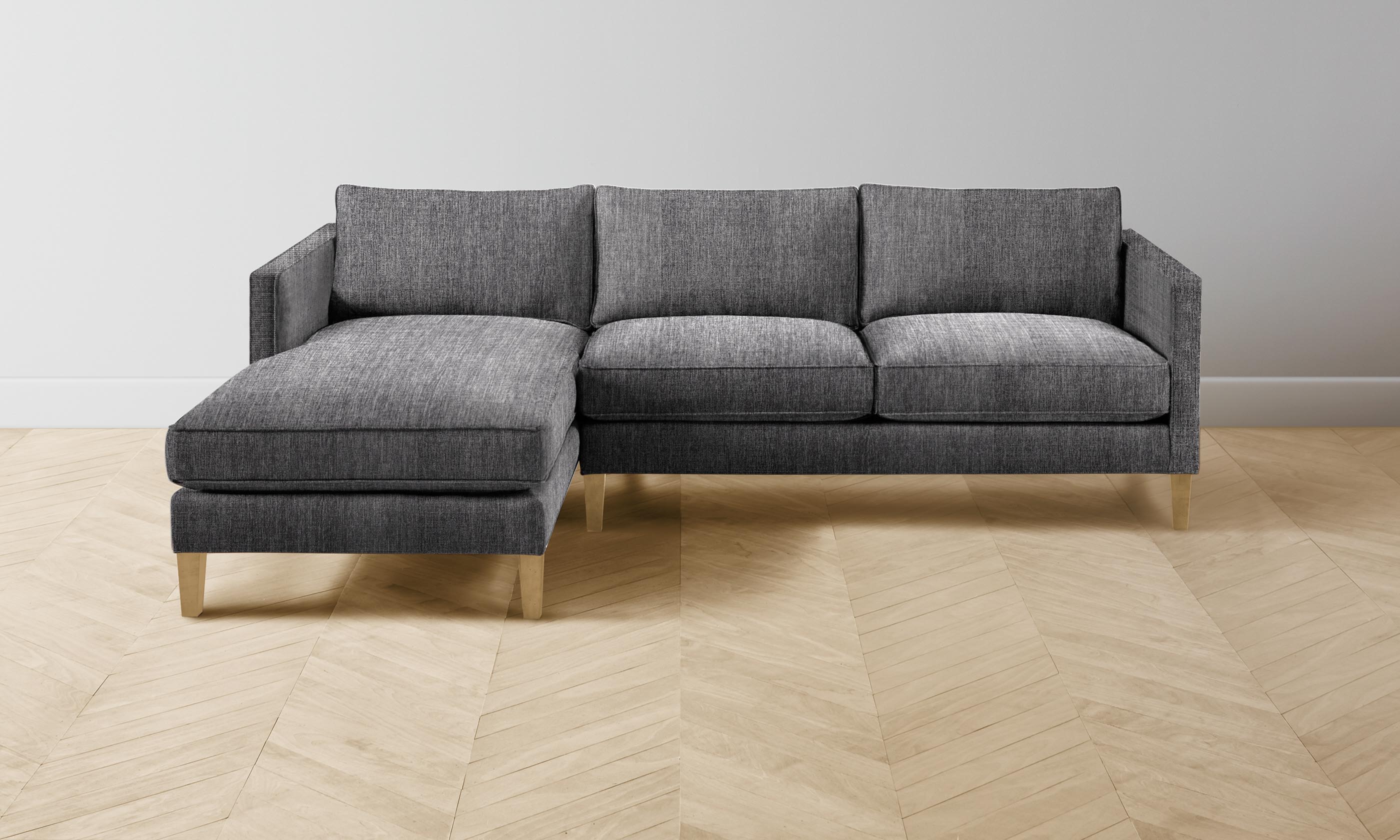 Crosby Sectional Sofa - Performance Tweed Fabric in Smoke Gray - Perfect for Living Room, Family Room & Home Theater Seating