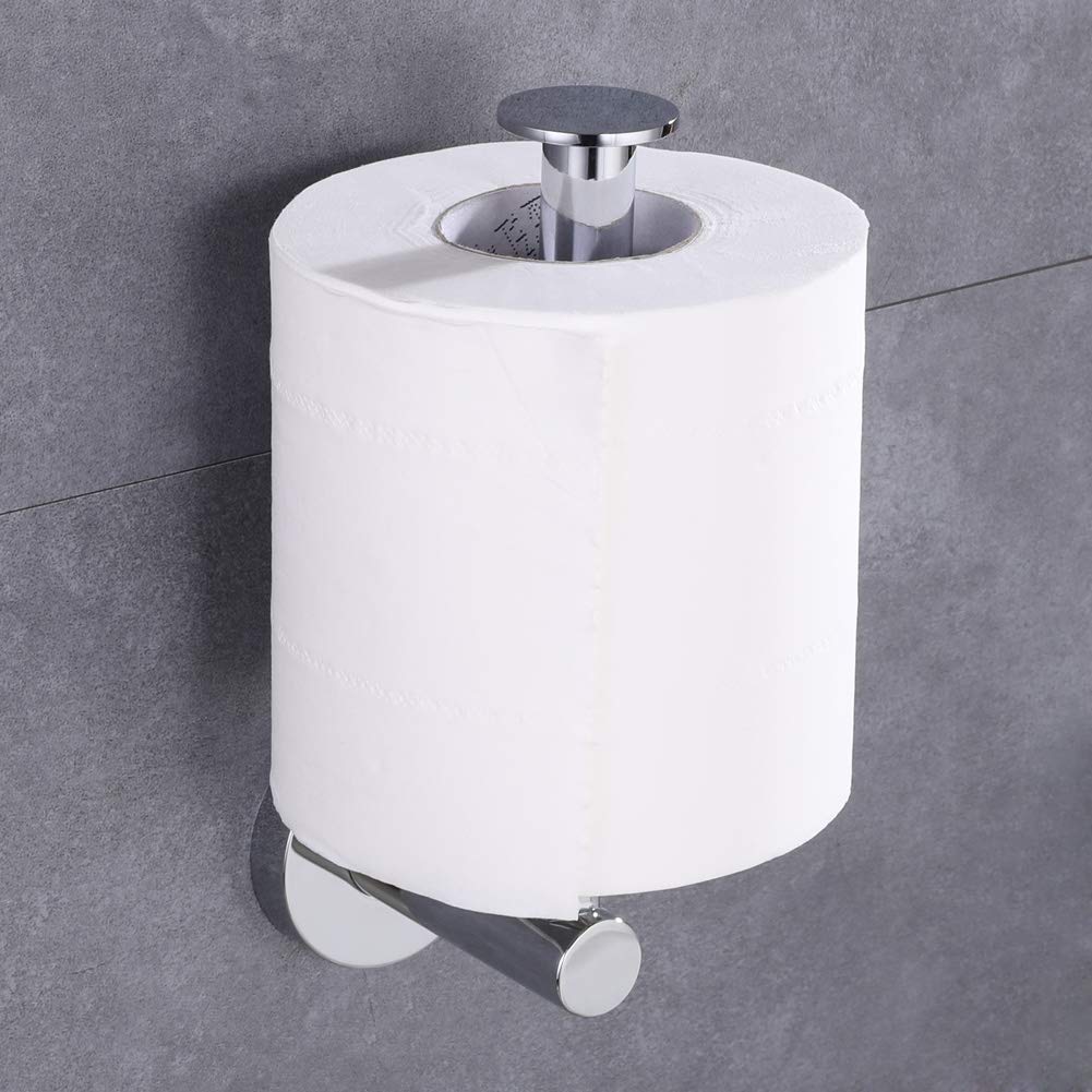 No Drill Toilet Paper Holder - 304 Stainless Steel Wall Mounted Bathroom Tissue Roll Holder with Strong Self-Adhesive - Perfect for Small Bathrooms, RVs, Apartments and Dorm Rooms