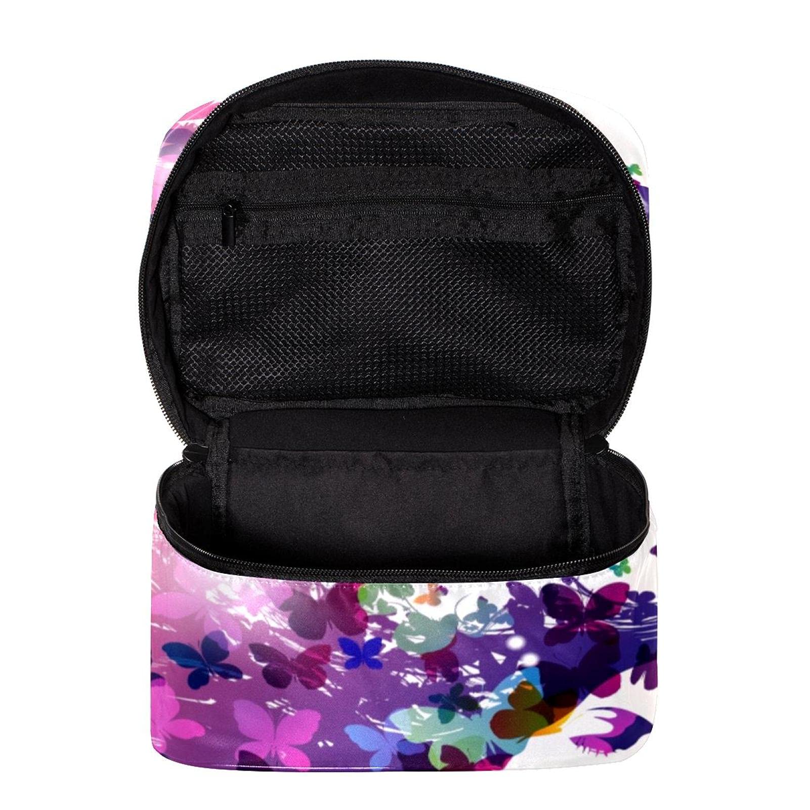 Artistic Floral Hair & Butterflies Travel Makeup Bag - Large Cosmetic Organizer with Zipper for Women & Girls | Perfect for Vacation, Gym & Daily Essentials Storage