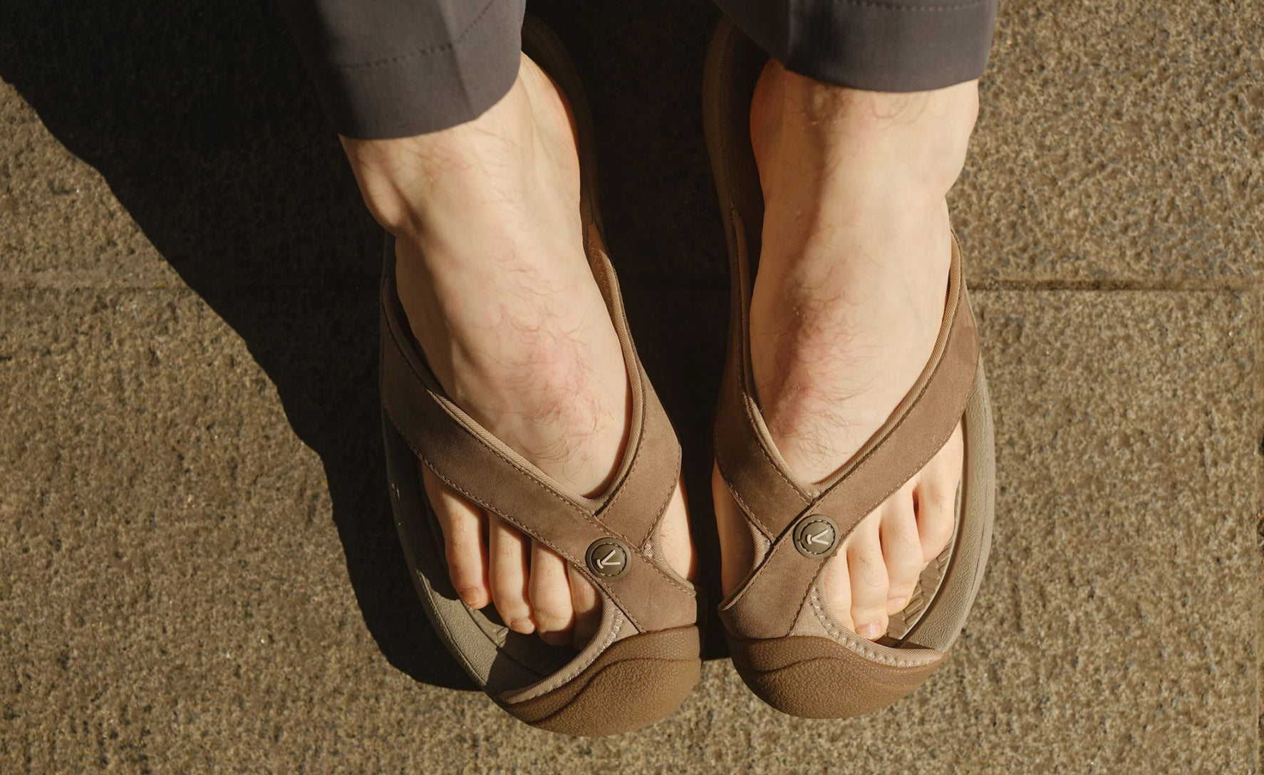 Men's Waimea Leather Flip Flops - Cornstalk & Black | Comfortable Beach Sandals for Summer Vacation & Poolside Relaxation