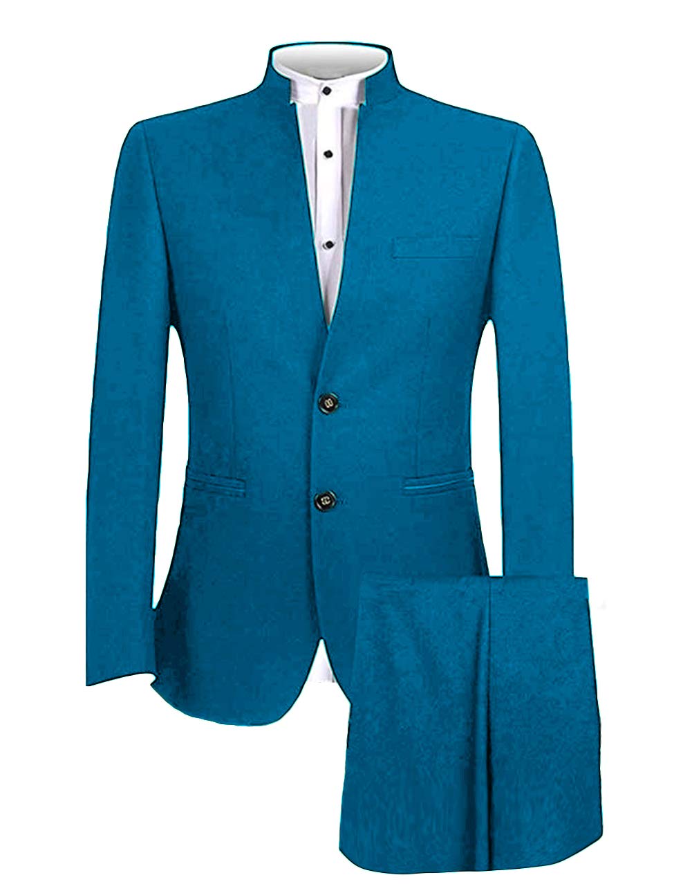 LYXP Men's Vintage Style Slim Fit Mandarin Collar Suit - 2 Piece Formal Tuxedo Set (Jacket+Pants) for Wedding, Business & Groomsmen | Perfect for Special Occasions & Professional Events