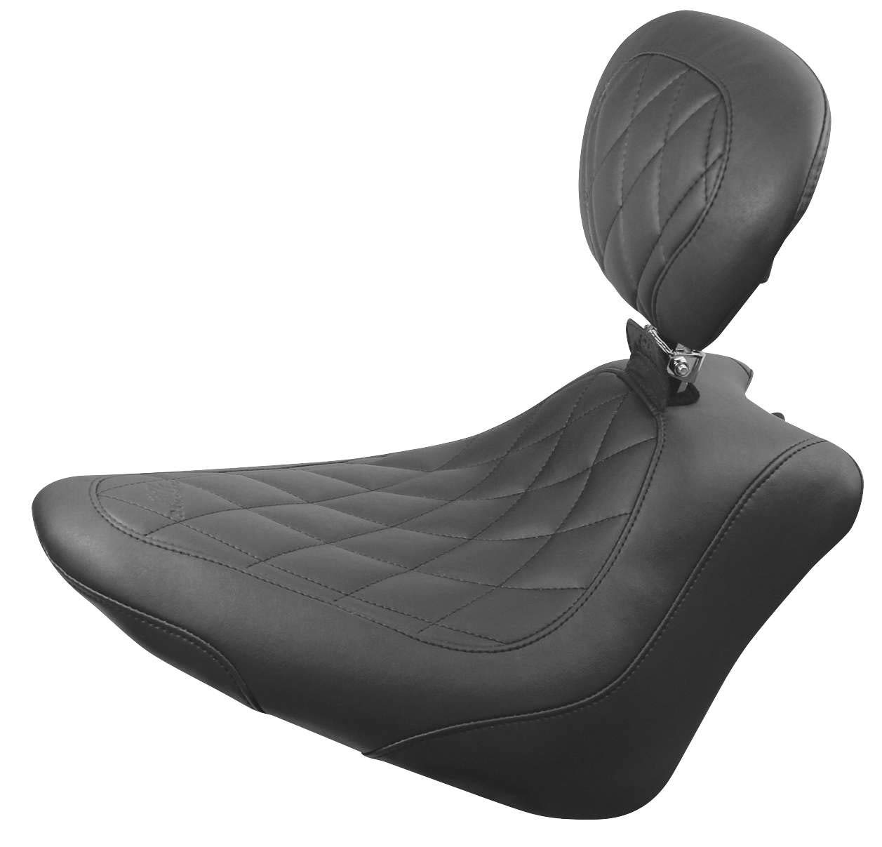 Mustang Motorcycle Seat for Harley Davidson 11-13 FXS Wide Tripper Solo with Backrest 79745 - Comfortable Cruiser & Long Ride Accessories for Bikers