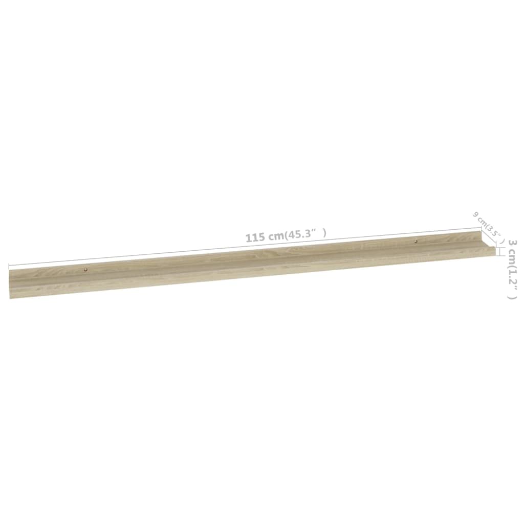 vidaXL Modern Wall Shelves Set of 4 - Sturdy MDF Floating Shelves in Sonoma Oak Finish - Easy to Assemble - Perfect for Home Office, Living Room & Bedroom Storage - Space-Saving Wall Decor & Organization Solution