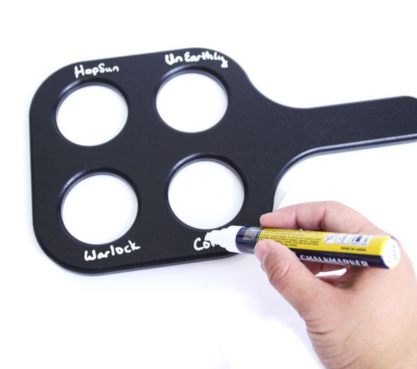 Black Plastic Beer Sampler Paddle - 6 Hole Craft Beer Tasting Board with Handle - Perfect for Home Brewing, Beer Tasting Parties & Pub Events