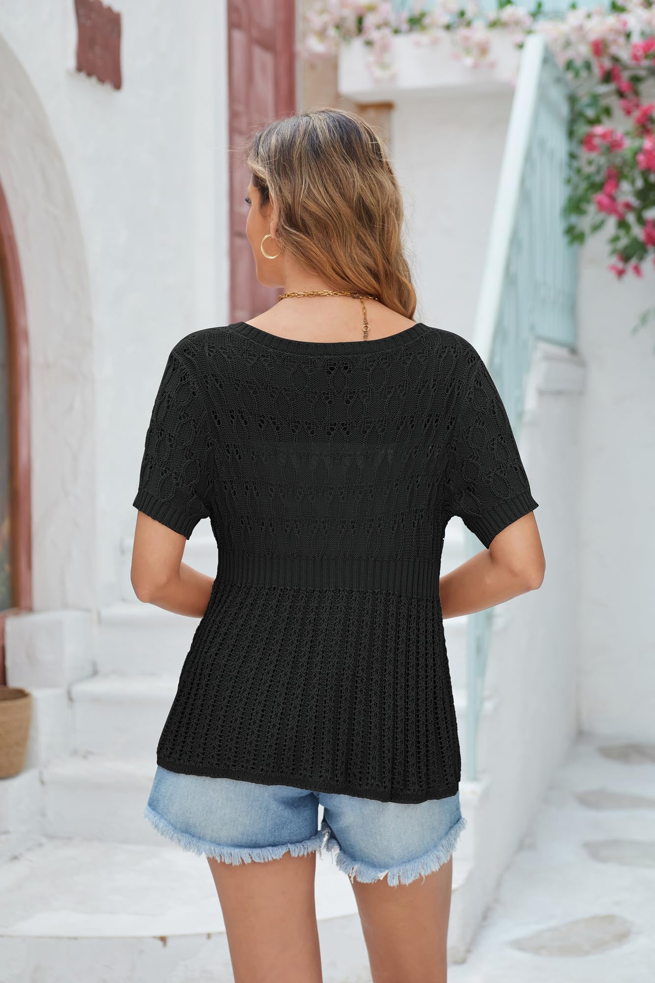 GRACE KARIN 2024 Women's Lightweight Short Sleeve Crochet Open Front Shrug Cardigan Sweater - Perfect for Spring/Summer Beach Cover-Up, Evening Outfits & Casual Wear