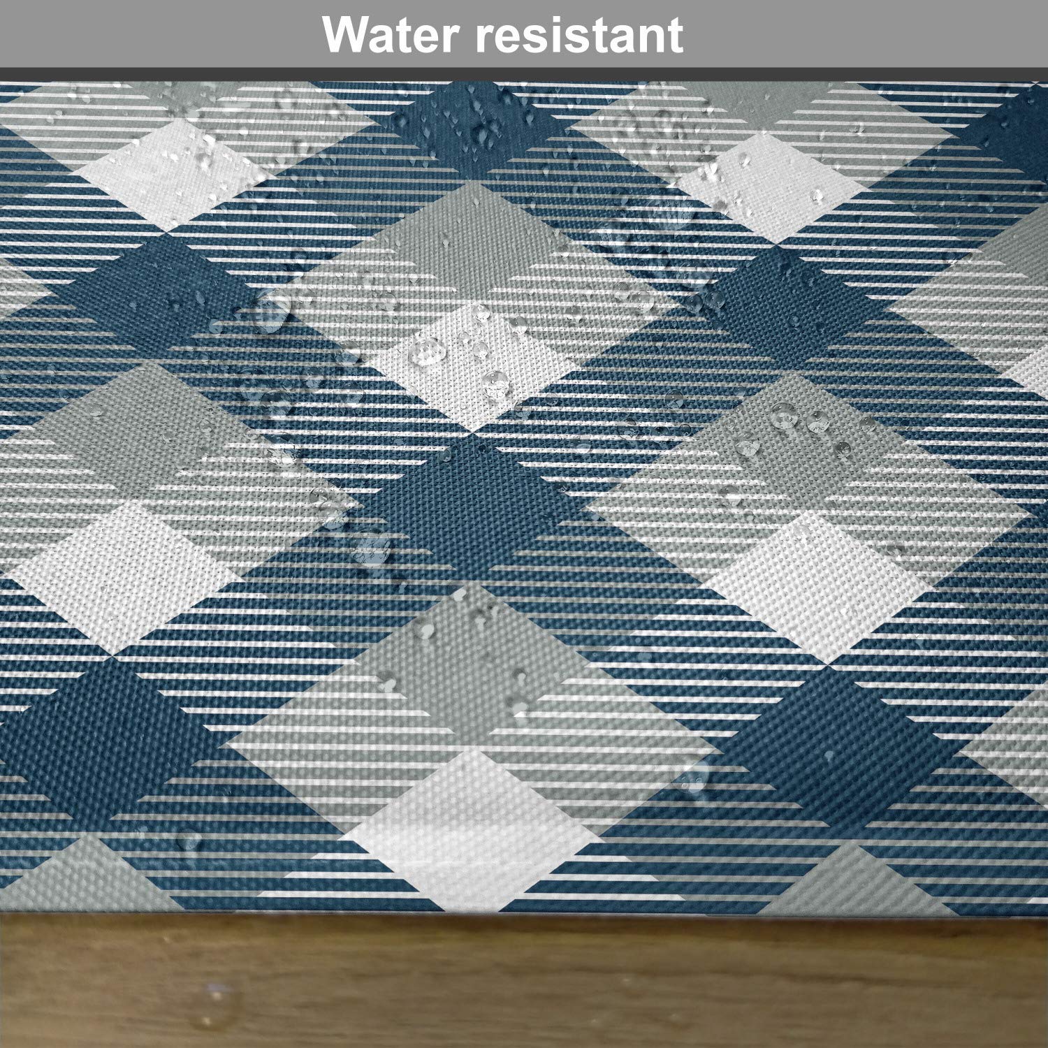Ambesonne Navy Blue Place Mats Set of 4 - Abstract Checkered Tartan Geometric Pattern Washable Fabric Table Mats for Dining Room & Kitchen Decor - Perfect for Holiday Dinners, Parties & Everyday Use (Dark Blue, White, Grey)