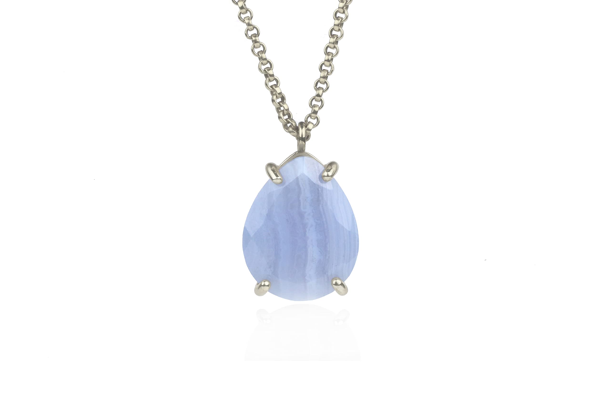 Handmade Silver Agate Pendant Necklace for Women - Elegant Teardrop Statement Jewelry - Perfect Gift for Mother's Day, Birthday & Graduation - Ideal for Office Wear, Date Nights and Special Occasions