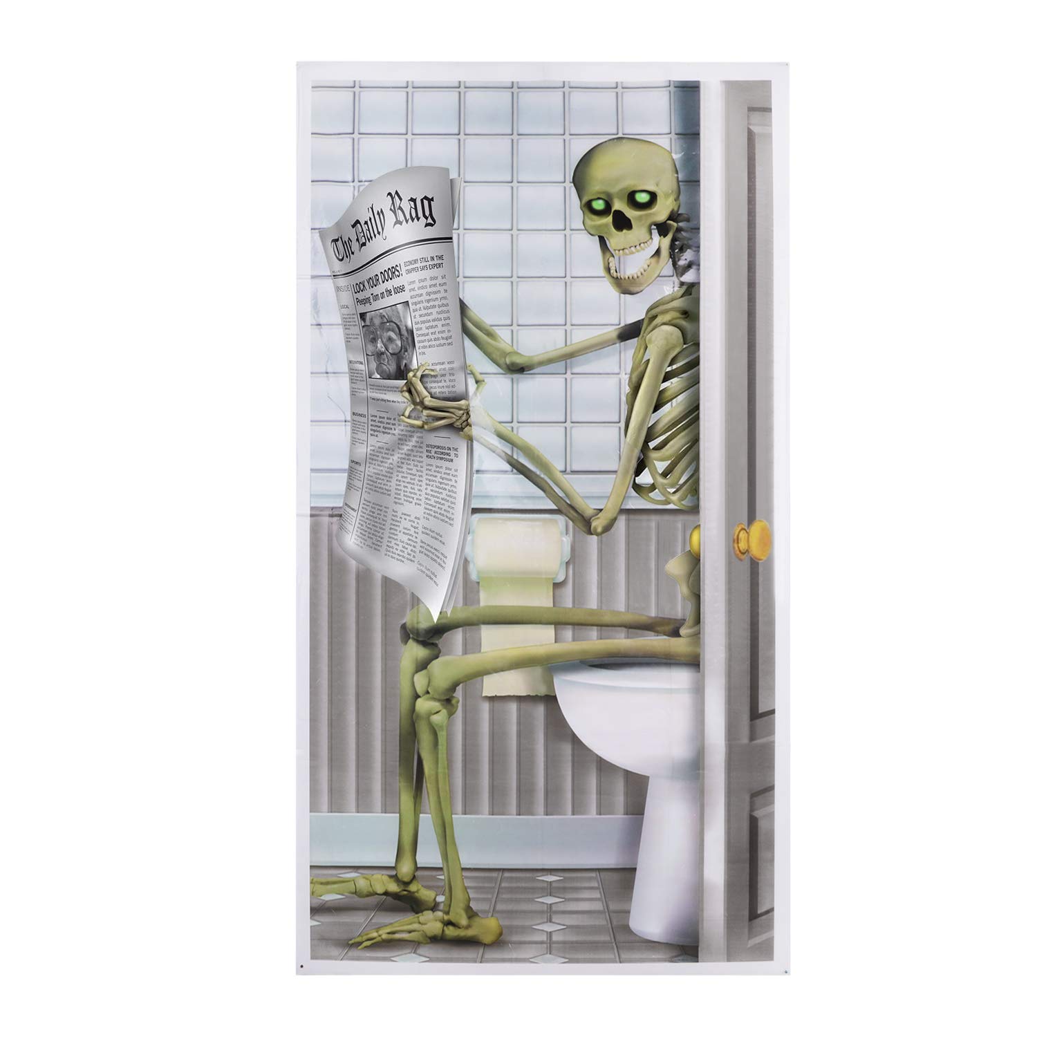 Spooky Halloween Skeleton Door Cover Decals - Waterproof Bathroom & Restroom Wall Stickers for Haunted House Party Decorations | Perfect for Halloween Home Decor, Office & Classroom Halloween Party Supplies